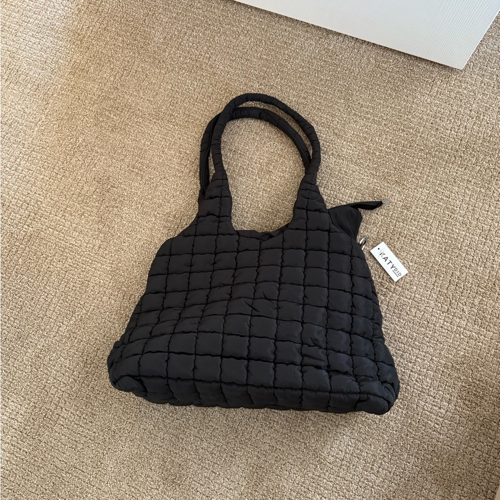 Katydid Black Quilted Tote Bag